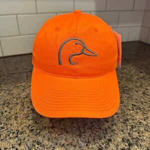 Ducks Unlimited Hunting Hat Adjustable Orange Duck Logo New